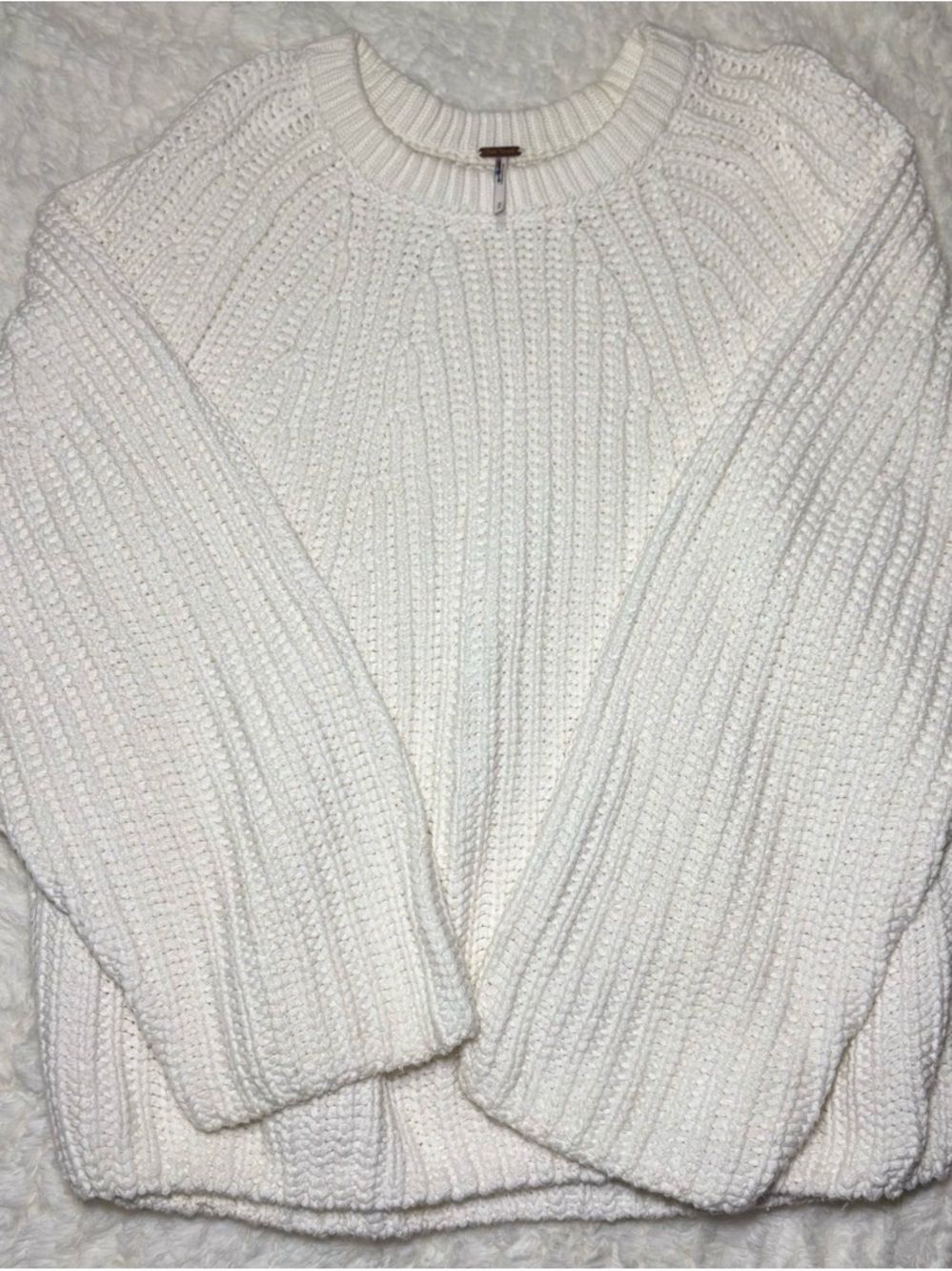 Free People Chunky Knit Sweater Cream Oversized Cozy Pullover